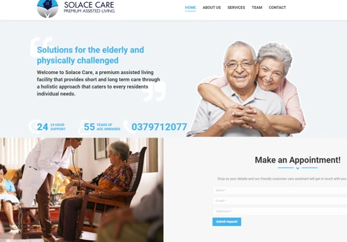 Solace Care - Premium assisted living webdesign