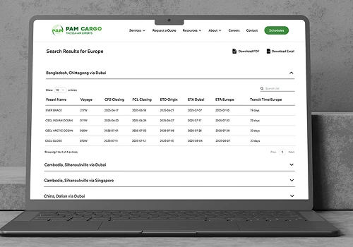 Schedule Management Web App for PAM Cargo UAE