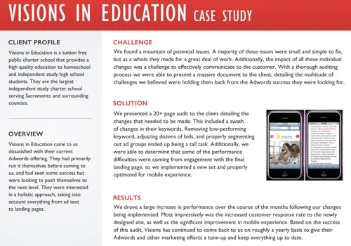 Visions In Education Charter School Case Study