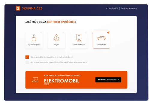 ČEZ Prodej Czechia  - A B2C client portal enabling easy online switching of electricity rates.
