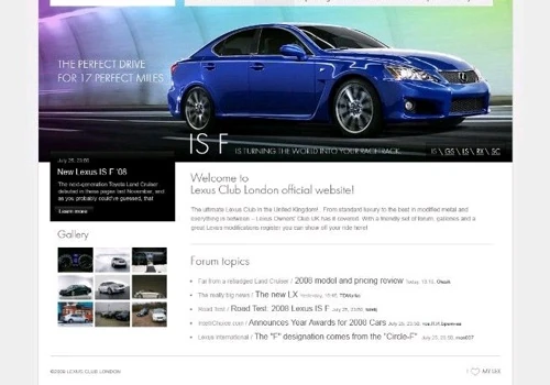 Lexus Award winning website by Creative Design.