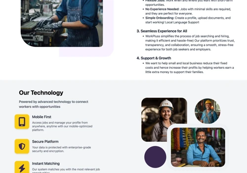 Workpluss website and mobile application