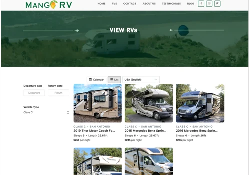 E-commerce for renting RV (Recreational Vehicle) for your adventure