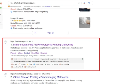 Matte Image SEO Ranking