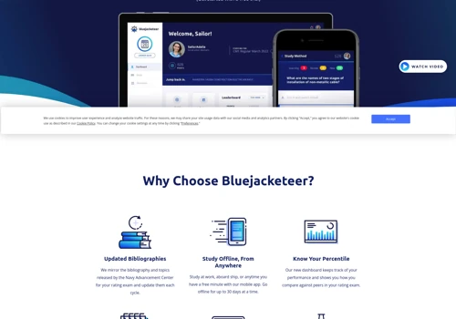 Bluejacketeer website and mobile app