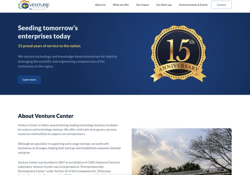 Website development for Incubator Center
