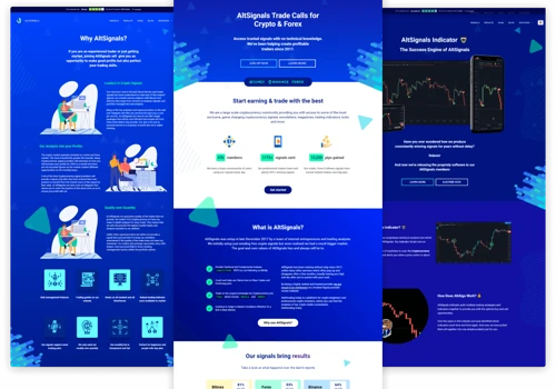 AltSignals crypto and forex signals e-commerce web