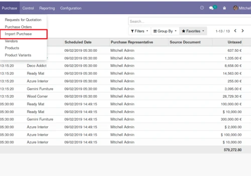 Import Request for Quotations and Purchase Orders