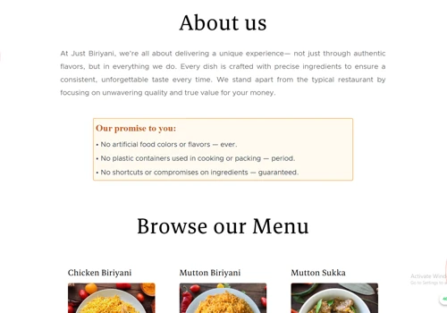 Just Biryani Restaurant App