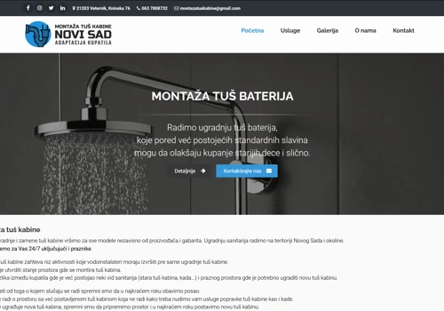 Montaža tuš kabine Novi Sad - website