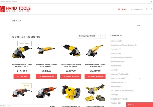Hand Tools - Ecommerce website