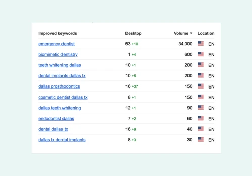 Primary Keyword Rankings
