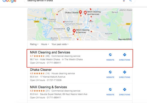 Local SEO project for Max cleaning