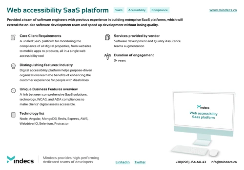 Web accessibility SaaS platform
