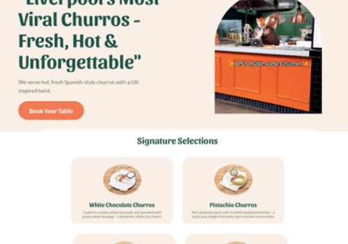 Custom Landing Page with Inquiry Form for Churros