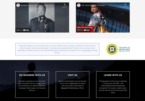 Web Design & Development for Spaceport America