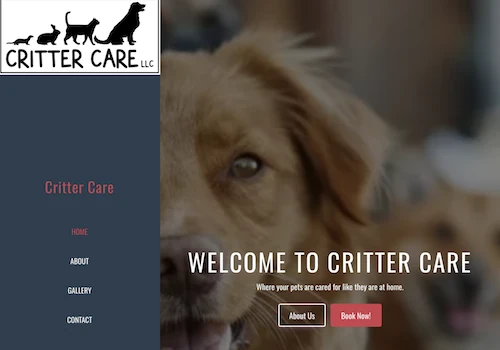 Critter Care Basic Boarding and Grooming website