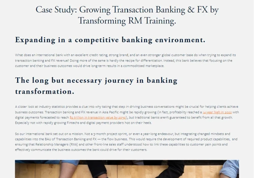 Case Study: Transaction Banking Training