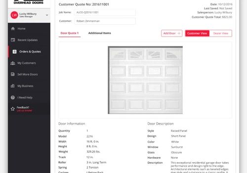 C.H.I. Overhead Doors Customer Hub UI/ UX