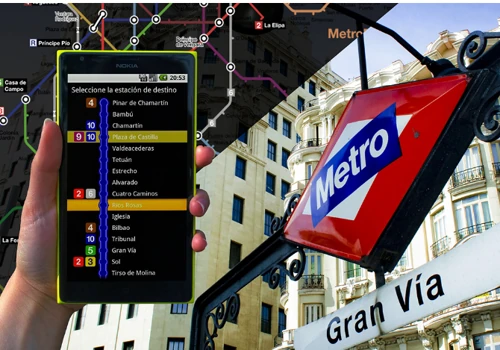Nighttime Metro Madrid app