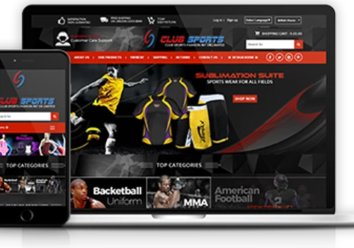 Eccomerce store designed for Club Sports UK