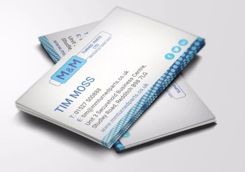 M&M Turned Parts business cards and letterheads
