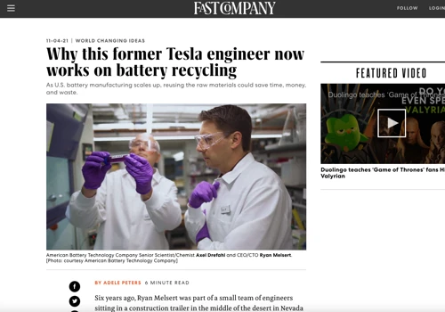 Fast Company feature on founder