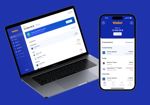 Mobile app and web client of the payment service