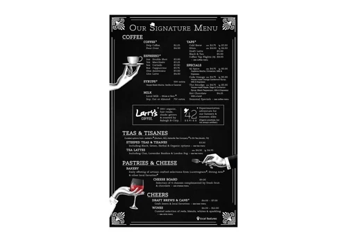 Menu Board for Raleigh Coffee Shop