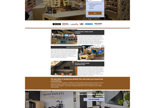 Creative Displays Custom Landing Page