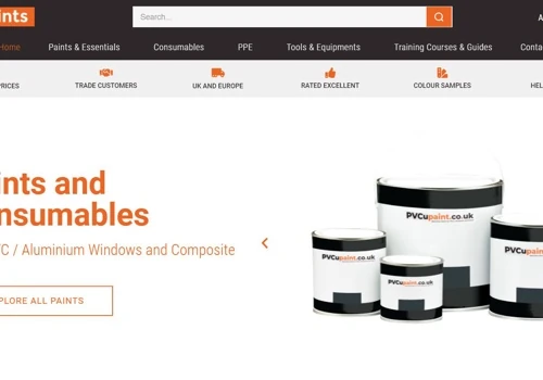 E-commerce website for a leading supplier of uPVC paints, consumables and equipments