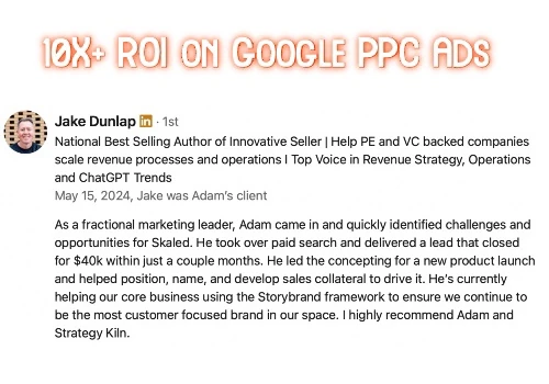 10x ROI with Google Ads (paid search, PPC, SEM)