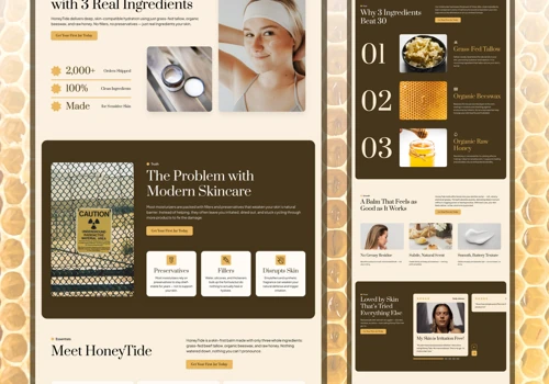 HoneyTide π― | Landing Page for Moisturizer Brand