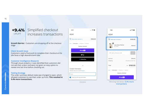 Simplified checkout increases transactions 9.4%