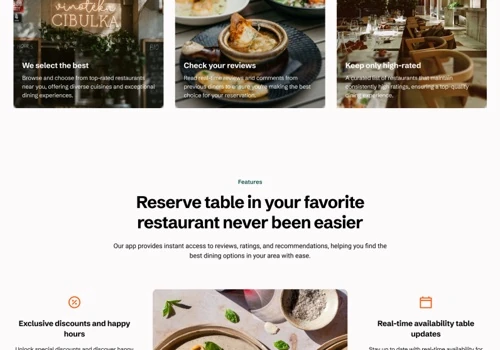 Website for reservation table app