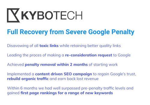 Recovery From Severe Google Penalty for Kybote