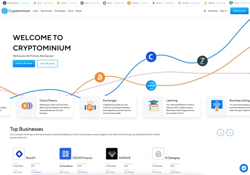 Business listing and Learning platform for Crypto