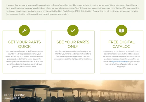 Website development for golfcart garage