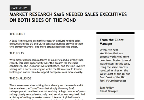 MARKET RESEARCH SAAS NEEDED SALES EXECUTIVES