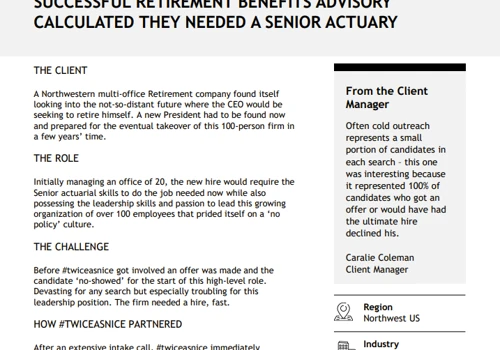Recruitment Services for a Retirement Company