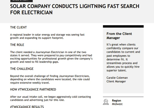 SOLAR COMPANY CONDUCTS LIGHTNING FAST SEARCH