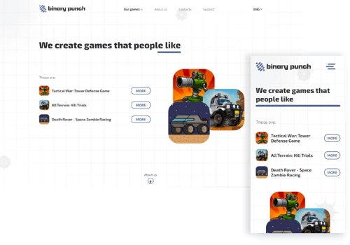 Website for mobile game developer