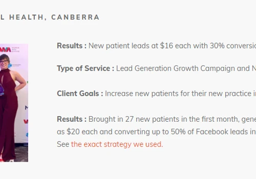 New patient leads at $16 each with 30% conversion