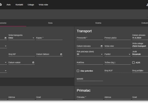 Web App for transportation management