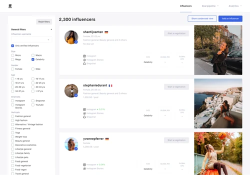 Influencer marketing campaigns management tool