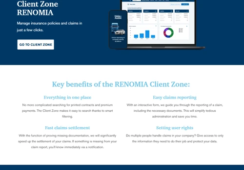 Client zone for insurance company