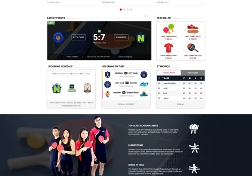 Table Tennis Event Website