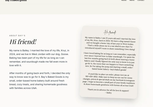 Bays Baked Goods Website + Tracker