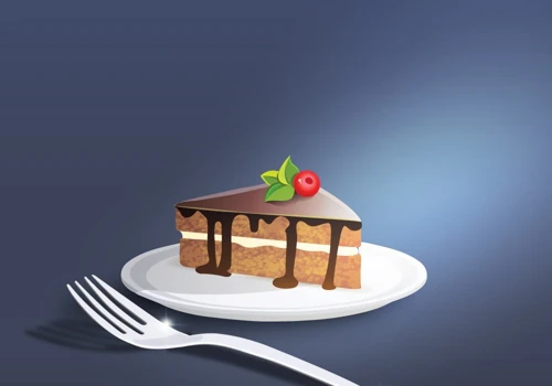 Cake on blue background