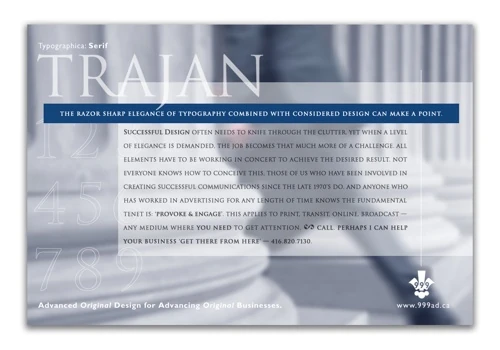 Self-Promotion 'Trajan' - 999 Art Direction
